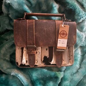 Brown and Black Leather Satchel